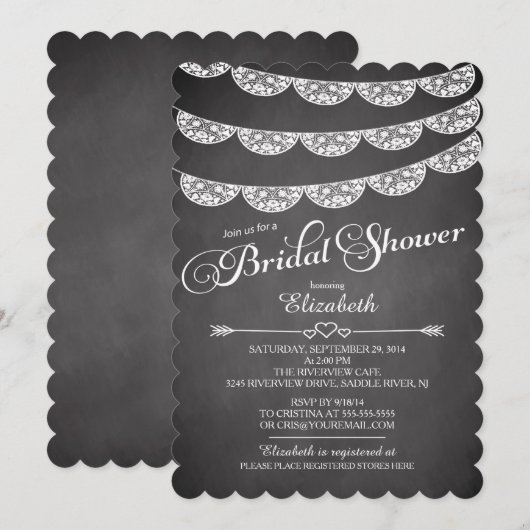 Invitation à la dentelle et à la douche nuptiale e (Devant / Derrière)