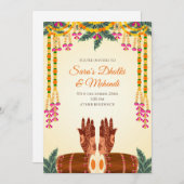 Invitation à la Dholki et invitations pour la Mehe (Devant / Derrière)