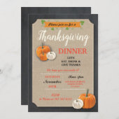 Invitation à la dinde de Thanksgiving aux citrouil (Devant / Derrière)
