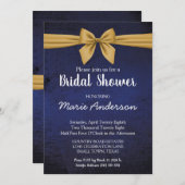 Invitation à la douche à arc en or bleu foncé (Devant / Derrière)