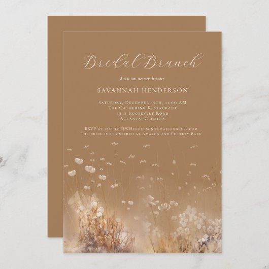 Invitation à la douche à brunch Neutre chaud (Devant / Derrière)