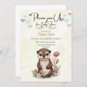 Invitation à la douche à la loutre pour bébé (Devant / Derrière)