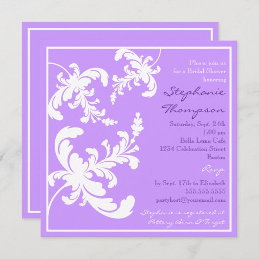 Invitation à la douche à la nuptiale de Damask (Devant / Derrière)