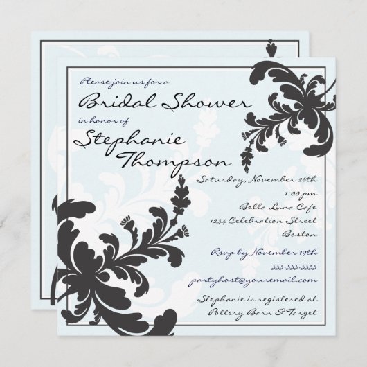 Invitation à la douche à la nuptiale de Damask (Devant / Derrière)