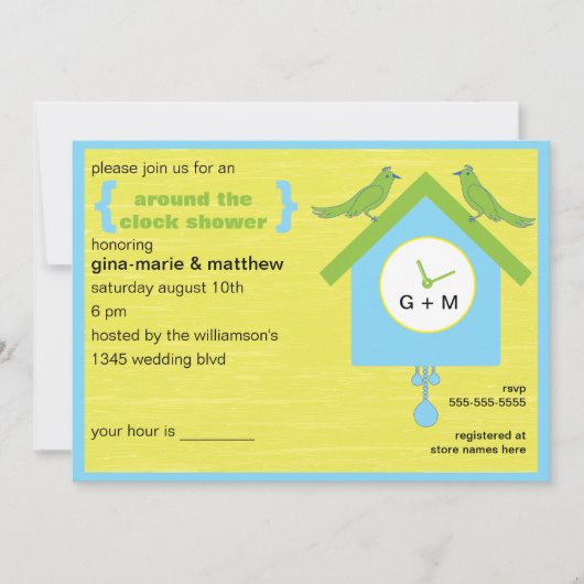 Invitation à la douche à l'horloge (Devant)