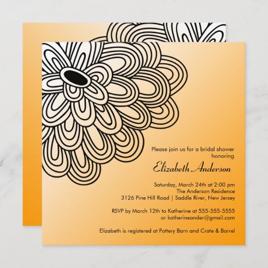 Invitation à la douche à l'orange et à la nuptiale (Devant / Derrière)