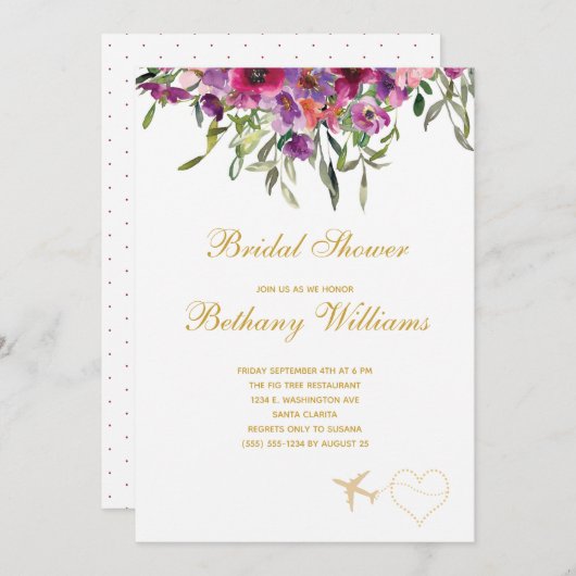 Invitation à la douche à nage florale (Devant / Derrière)