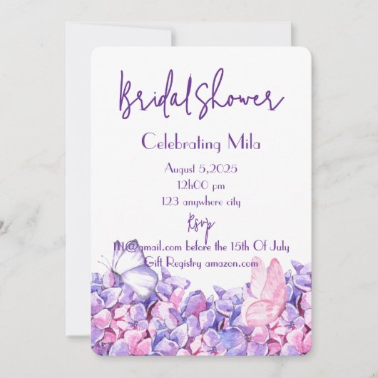 invitation à la douche à nuptiale fleurie botaniqu (Devant)