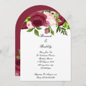 Invitation à la douche à nuptiale florale bordeaux (Devant / Derrière)