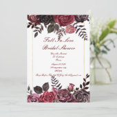 Invitation à la douche à nuptiale florale bordeaux (Debout devant)