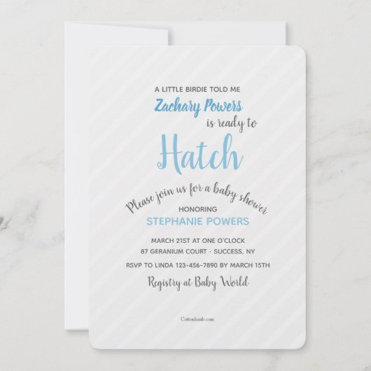 Invitation à la douche à oeufs sculptés (Dos)