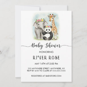 INVITATION À LA DOUCHE ANIMALE NEUTRE BÉBÉ