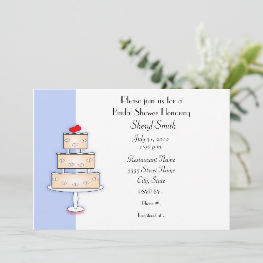 Invitation à la douche avec gâteau Mariage (Debout devant)