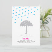 Invitation à la Douche avec Parapluie et Cœurs (Debout devant)