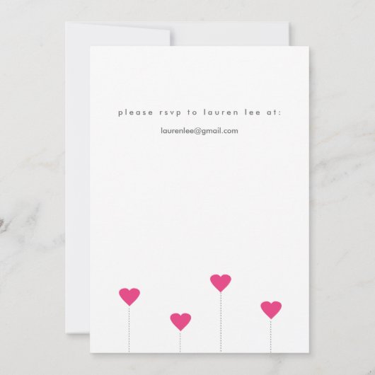 Invitation à la Douche avec Parapluie et Cœurs (Dos)