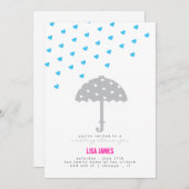 Invitation à la Douche avec Parapluie et Cœurs (Devant / Derrière)