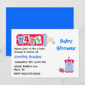 Invitation à la douche Baby Boy rouge, blanc et bl (Devant / Derrière)