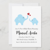 invitation à la douche bébé à l'éléphant de la jun (Devant)