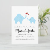 invitation à la douche bébé à l'éléphant de la jun (Debout devant)