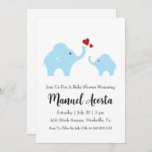 invitation à la douche bébé à l'éléphant de la jun (Devant / Derrière)