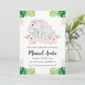 invitation à la douche bébé à l'éléphant de la jun (Debout devant)