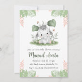 invitation à la douche bébé à l'éléphant de la jun (Devant)