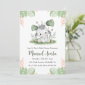 invitation à la douche bébé à l'éléphant de la jun (Debout devant)