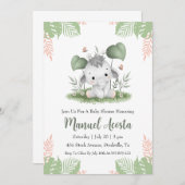 invitation à la douche bébé à l'éléphant de la jun (Devant / Derrière)