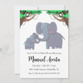 invitation à la douche bébé à l'éléphant de la jun (Devant)