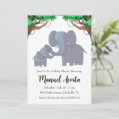 invitation à la douche bébé à l'éléphant de la jun (Debout devant)