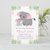 invitation à la douche bébé à l'éléphant de la jun (Debout devant)