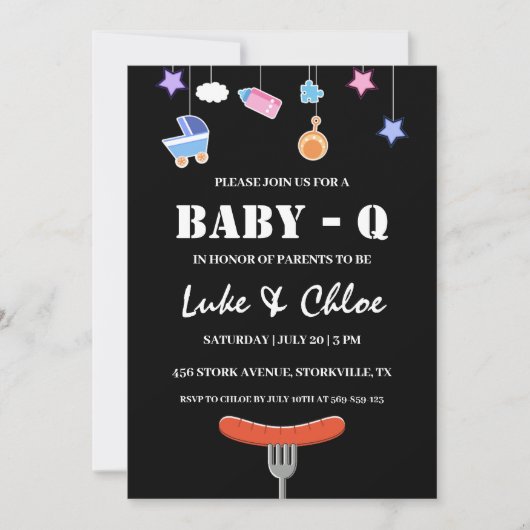 invitation à la douche bébé barbecue moderne (Devant)