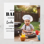 invitation à la douche bébé barbecue moderne (Devant / Derrière)