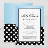 Invitation à la douche Bébé Bleue Royal Black Polk (Devant / Derrière)