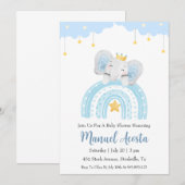 invitation à la douche bébé d'éléphant bleu modern (Devant / Derrière)