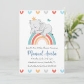 invitation à la douche bébé d'éléphant bleu modern (Debout devant)