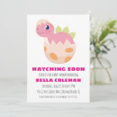 invitation à la douche bébé dinosaure rose (Debout devant)