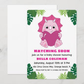 invitation à la douche bébé dinosaure rose (Devant / Derrière)