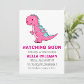 invitation à la douche bébé dinosaure rose (Debout devant)