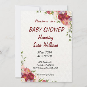 invitation à la douche bébé fille fleurie