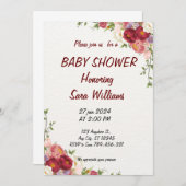 invitation à la douche bébé fille fleurie (Devant / Derrière)