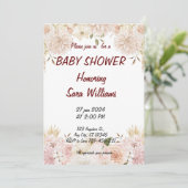 invitation à la douche bébé fille fleurie (Debout devant)