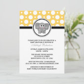 Invitation à la douche bébé Polka Jaune Eléphant (Debout devant)