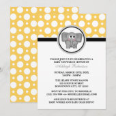 Invitation à la douche bébé Polka Jaune Eléphant (Devant / Derrière)
