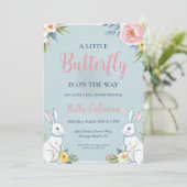 invitation à la douche bébé rose floral (Debout devant)