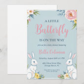 invitation à la douche bébé rose floral (Devant / Derrière)