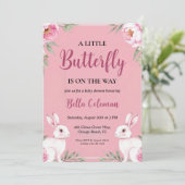 invitation à la douche bébé rose floral (Debout devant)