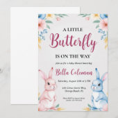 invitation à la douche bébé rose floral (Devant / Derrière)