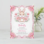 invitation à la douche bébé rose floral (Debout devant)