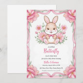 invitation à la douche bébé rose floral (Devant / Derrière)